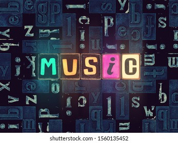 Word Music Neon Glowing Unique Mosaic Stock Illustration 1560135452 ...