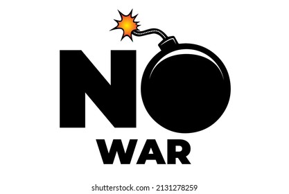 word no war o stylized as a landmine on a white background