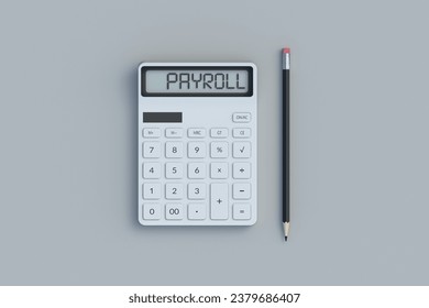 Word payroll on calculator screen. Earnings calculation and analysis. Business concept. Financial accounting. Summary report. Wages and salary. Reward and compensation for work done. 3d render - Powered by Shutterstock