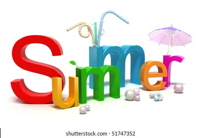 Word Summer With Colourful Letters