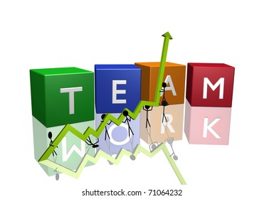The word "Team" on 3D cubes with "Work" reflected on a white background. - Powered by Shutterstock - Get 15% off with code: PIKWIZARD15