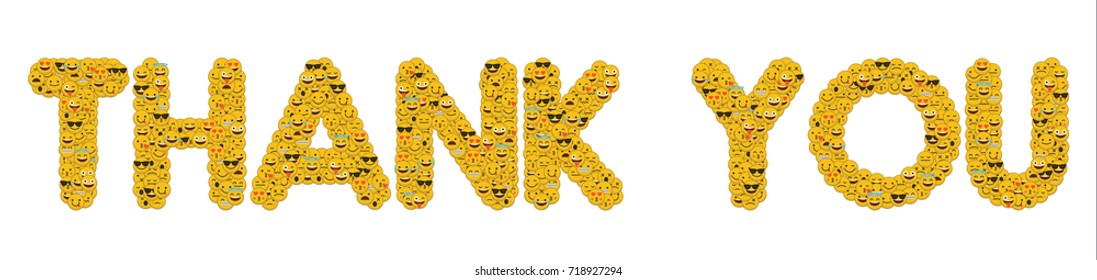 The Word Thank You Written In Social Media Emoji Smiley Characters