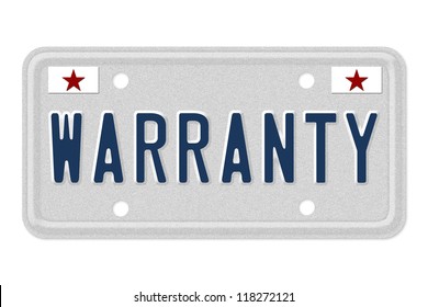 The Word Warranty On A Gray License Plate With Stars Symbol Isolated On White, Getting A Car Warranty