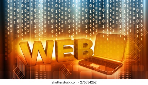 Word web with laptop on binary background 