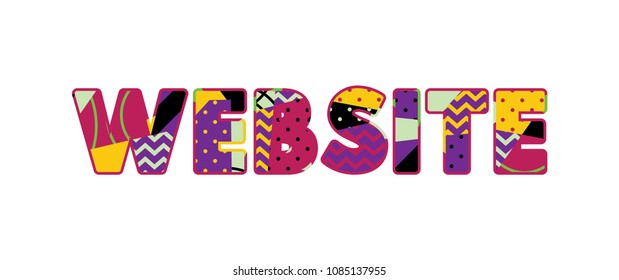 word-website-concept-written-colorful-abstract-stock-illustration