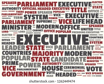 wordcloud with the main word executive and associated words, abstract illustration - Powered by Shutterstock