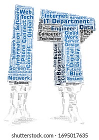 A Wordcloud Poster Illustration Of Information Technology Or The IT Department Made Of Many Different Words.