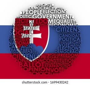 Words cloud relative for voting. Circle frame. 3D rendering.Flag of the Slovakia