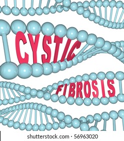 The words Cystic Fibrosis in strands of DNA