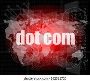 words dot com on digital screen, information technology concept, raster