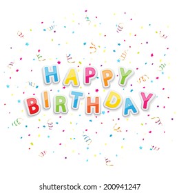 Words Happy Birthday Confetti Tinsel Isolated Stock Illustration ...