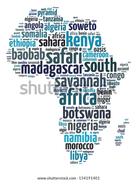 Words Illustration Africa Continent Map Over Stock Illustration ...