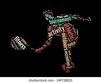 Words Illustration Tennis Player Black Background Stock Illustration 