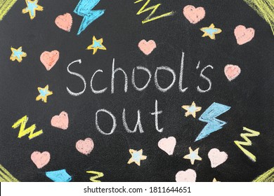 Words Schools Out Pictures On Blackboard Stock Illustration 1811644651 ...