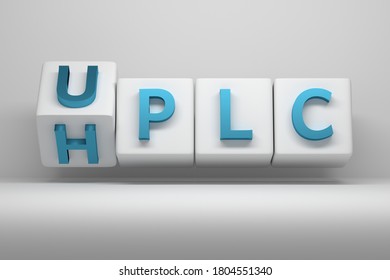 Words UPLC And HPLC On Rotating White Cube. Abbreviation Of Ultra And High Performance Liquid Chromatography. 3d Illustration.