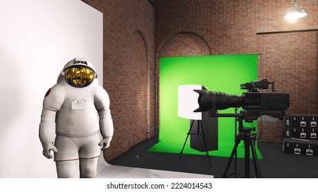 Work desk of a digital marketing development studio. 3d rendering