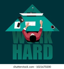 work hard concept: freelancer working at the computer till night