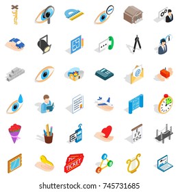 Work Internet Icons Set. Isometric Style Of 36 Work Internet  Icons For Web Isolated On White Background