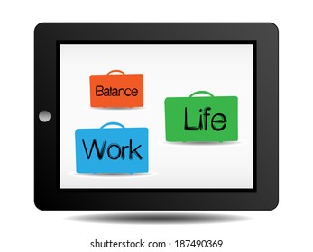 work and life on tablet