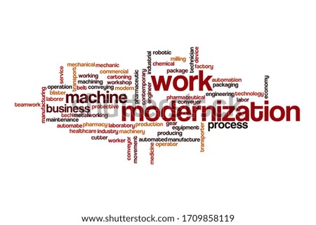 Work modernization word cloud concept on white background