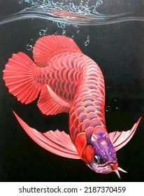A work of painting arowana fish