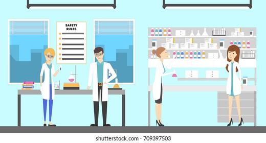 Scientific Research Landing Students White Coat Stock Vector (Royalty ...