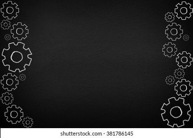 Work in progress hand drawn in chalk on a blackboard.