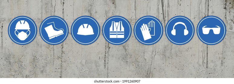work safety sign on wall background
