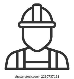 Worker, builder in special clothes - icon, illustration on white background, outline style