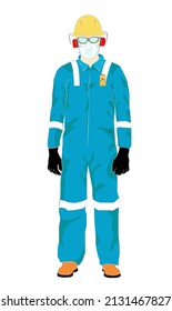 A Worker With Complete Personal Protective Equipment