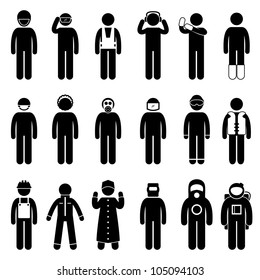 Worker Construction Proper Safety Attire Uniform Wear Cloth Icon Symbol Sign Pictogram