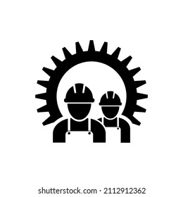 Worker Gear Logo Icon Isolated On White Background