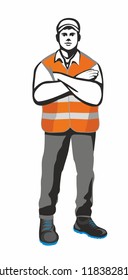 Worker in the orange vest