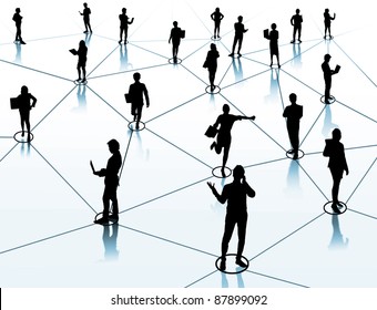 worker standing on a virtual connection, network