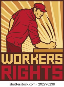 Workers Rights Poster - Fist Hit Of The Table (design For Labor Day)