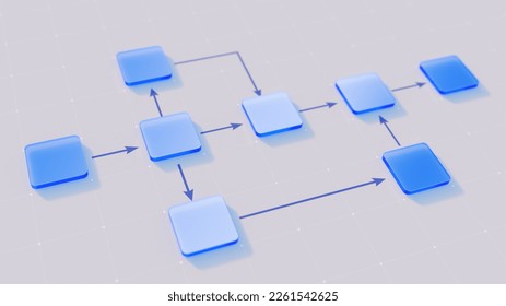 Workflow, business process concept. Block scheme - 3d rendering