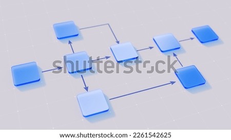 Workflow, business process concept. Block scheme - 3d rendering
