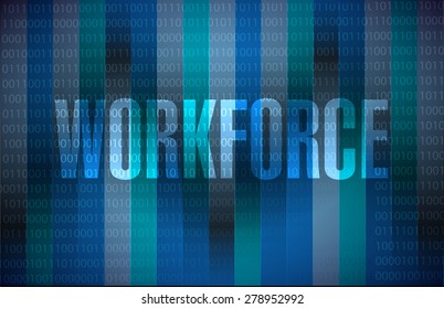 workforce binary sign concept illustration design over a blue background