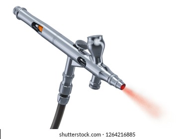 Working Airbrush Gun, 3D rendering isolated on white background