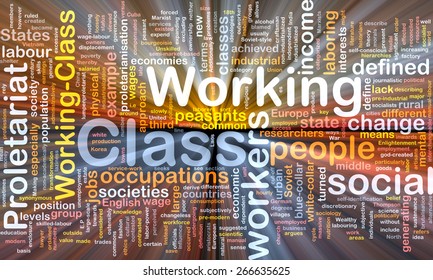 Working Class Background Wordcloud Concept Illustration Glowing