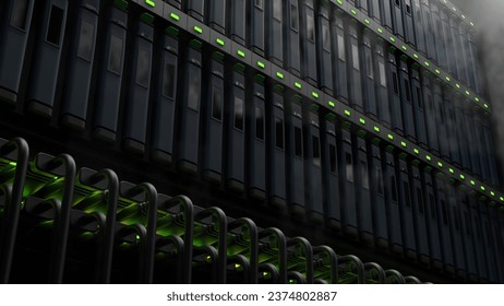 Working Data Center Full of Rack Servers and Supercomputers, Modern Telecommunications, Artificial Intelligence, Supercomputer Technology Concept.3d rendering,conceptual image - Powered by Shutterstock