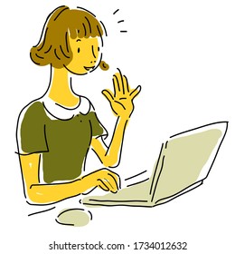 working on computer at home
