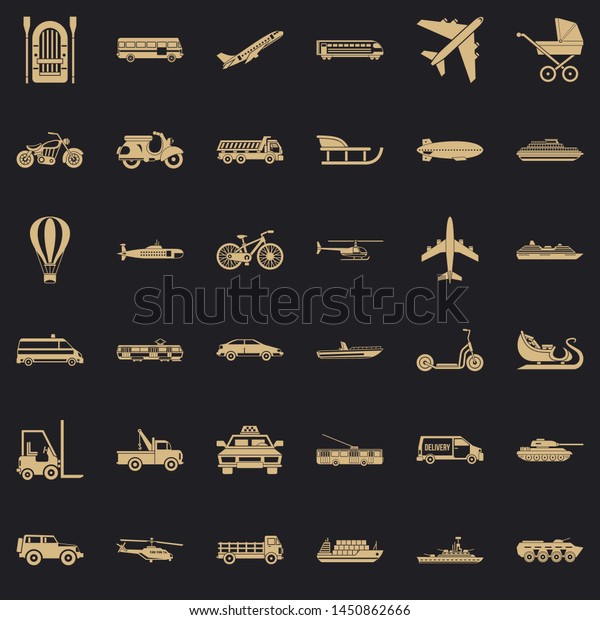 Working transport icons set. Simple\
style of 36 working transport icons for web for any\
design