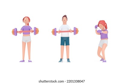 Workout Exercise Set. 3D Illustration