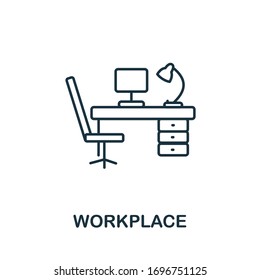 Workplace icon. Line style symbol from productivity icon collection. Workplace creative element for logo, infographic, ux and ui