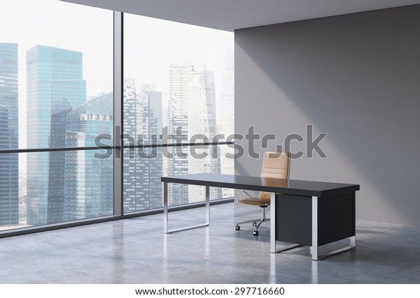 Workplace Modern Panoramic Office Singapore City Stock Illustration