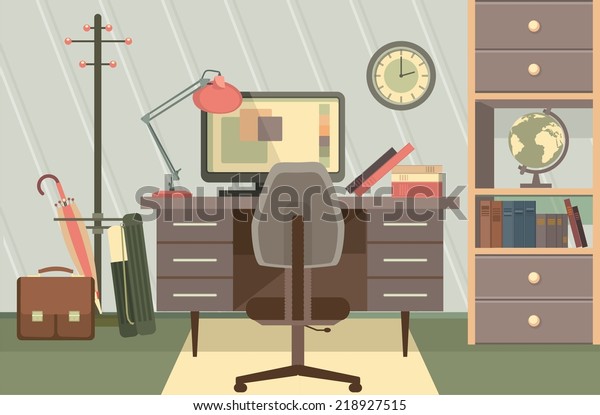 Workplace Organization Computer Desk Home Office Stock