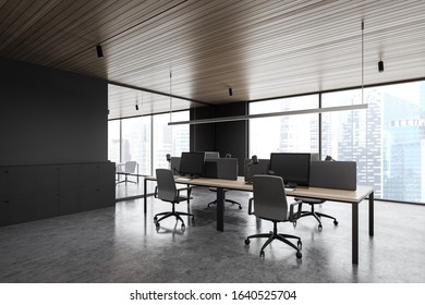 Workplace Panoramic Open Space Office Grey Stock Illustration ...