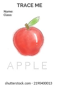 Worksheet For Kids, Tracing An Apple. This Is A Lesson Plan For Kindergarten About Plant. 