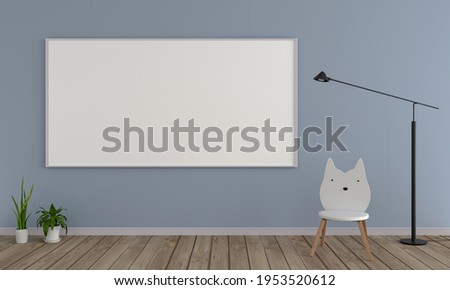 workshop room with big frame, 3D rendering 